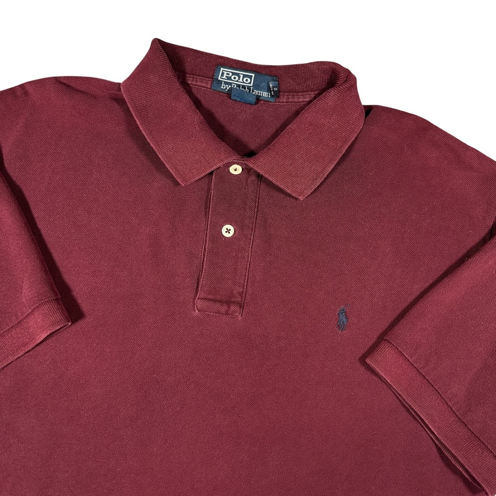 Polo Ralph Lauren Mens Large Burgundy Maroon Short Sleeve Cotton Polo Shirt